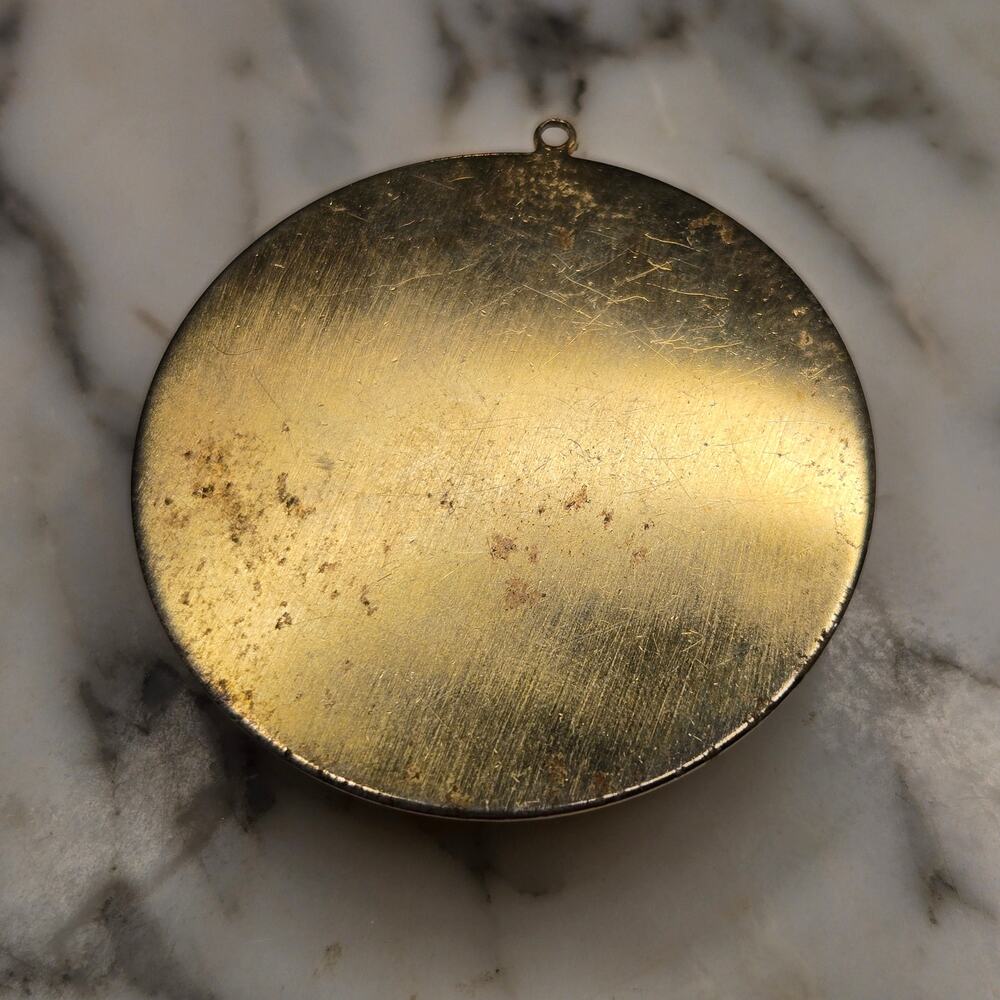 Vintage Bretagne France Heraldic Crest Medallion Pendant Gold Tone - Picture 6 of 9